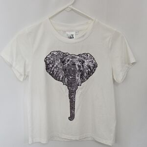 Queen Of Sparkles Youth White Elephant Head Tee Size Large